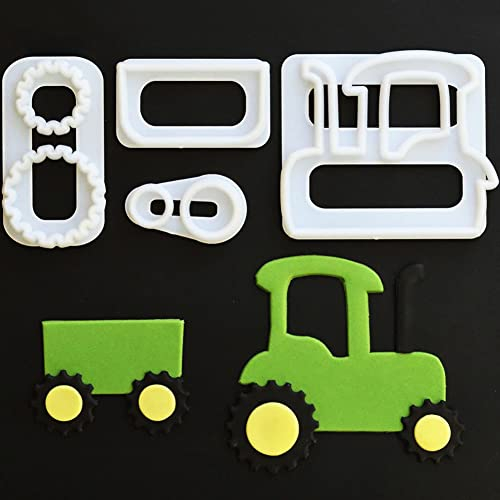 JINGAN Emporte-pièces pour la cuisson – Moule en tracteur pour biscuits amovible4 pièces – moules à biscuits pour décorationNoël Pâques, set moules à biscuits pour usage