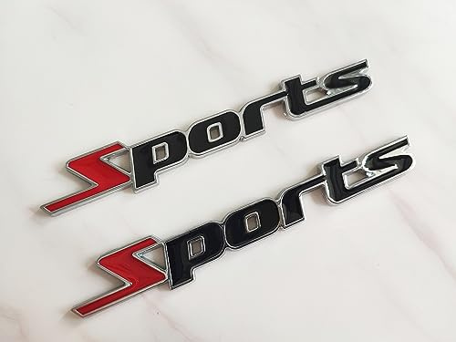 2X Sport Emblem 3D Emblem Aufkleber Aufkleber Auto Dekoration, Geeignet für Die Meisten LKW, SUV, Pickups (Schwarz Rot)