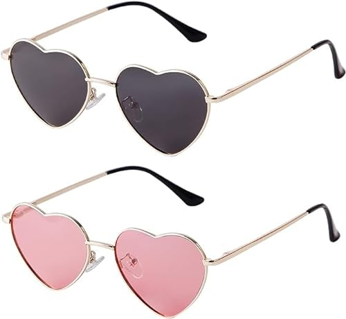 Laurinny Retro Herz Sonnenbrille Polarisiert für Frauen Männer Herz Gläser Metallrahmen