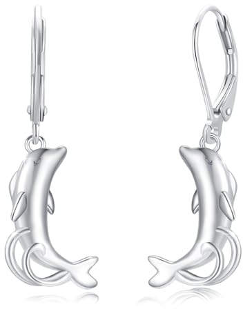 Mädchen Creolen 925 Sterling Silber Tier Delfin Ohrringe für Damen Kinder Kleine Creolen Kreis Ohrringe Tier Anhänger Schmuck für Tochter Kinder