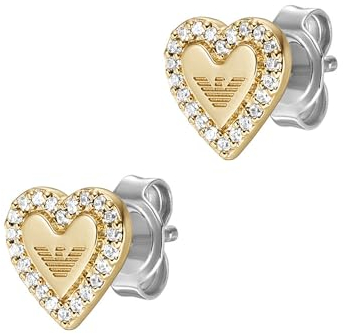 Emporio Armani Damen Ohrringe aus Edelstahl oder Halbedelsteinen mit Push-Back-Verschluss, Gelbgold
