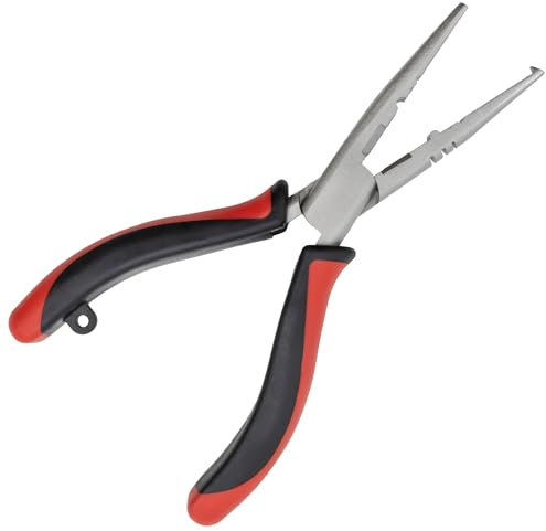 Pro Tackle Split Ring Pliers - Robuste Sprengringzange für Angler - Entmantelungsfunktion - Seitenschneider - Rutschfester Griff