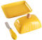 Beurrier en porcelaine avec couvercle et couteau, récipient à beurre couvert avec poignée pour comptoir, jaune