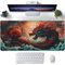 Grand tapis de souris XXL, grand tapis de souris de jeu motif dragon chinois pour bureau, sous-main pour clavier d'ordinateur étendu, base antidérapante et bords cousus, 89,9 x 40 cm