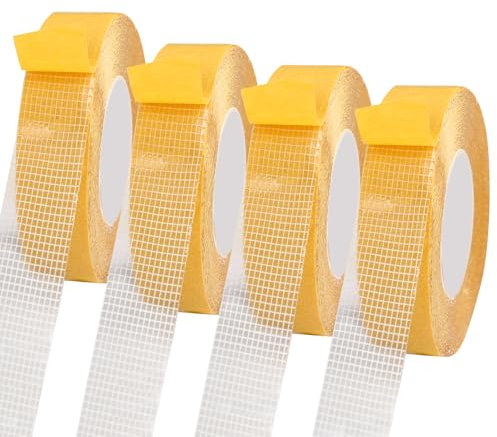 HFDONGL Double Sided Tape Heavy Duty 4 Rolls Double Sided Sticky Tape 2cm x 20m Extra Strong Double Sided Tape Universal Double Sided Carpet Tape for Kitchen Home School or Outdoor