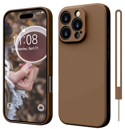 ORDA for iPhone 16 Pro Case Silicone Camera Protection Ultra Slim Case Soft Gel 16 Pro Cover Rubber Lightweight Anti-Scratch Phone Case Compatible for iPhone 16 Pro 6.3 Inch Brown