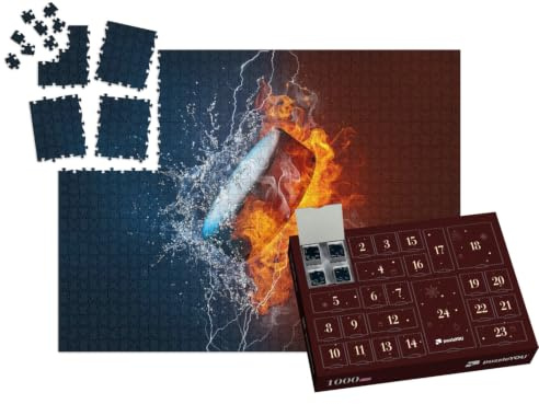 puzzleYOU: Puzzle-Adventskalender | „Eishockey-Puck explodiert: Grafik für Poster“ – aus der Puzzle-Kollektion Menschen, Eishockey