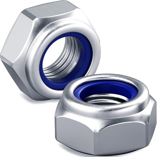 HOLMOL M6 Nylock Nuts 60PCS, 6mm Locking Nuts, DIN 985 Stainless Steel M6 Self Locking Nut for Bolts, Nyloc Hexagon Nut for Lock Washers, Bolts, Screws