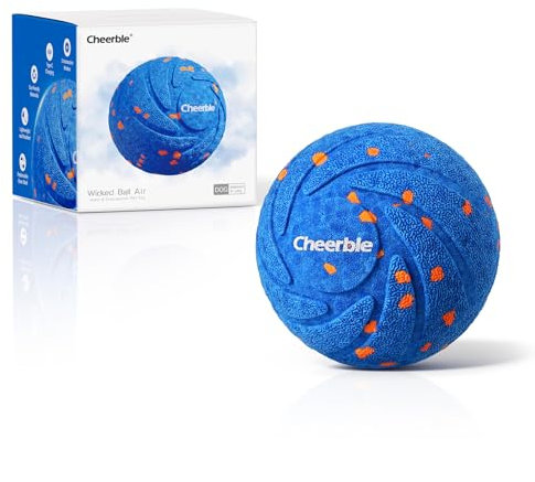 Cheerble Smart Interactive Dog Toys - Wicked Ball AIR, Automatic Moving Bouncing & Rotating Dog Ball with E-TPU Material, IPX7, USB-C Rechargeable, Active Rolling Balls for Medium-Large Dogs - Blue