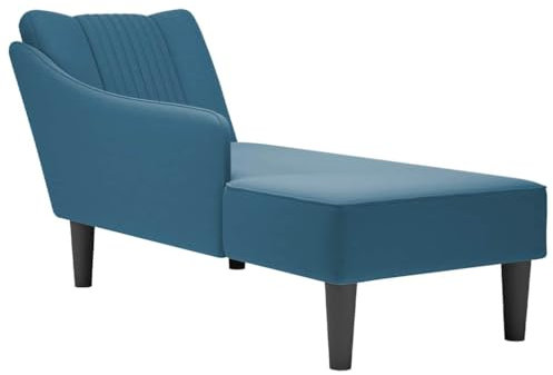 vidaXL Chaiselongue mit Rechter Armlehne Blau Samt, Recamiere, Loungesessel, Lounge Sofa, Lounge, Loungesofa, Wohnzimmersofa, Akzentsessel