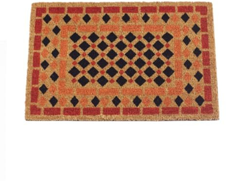 Rugs & More Premium Coir Doormats Outdoor - Robust Coconut Fibre Door Mat for Front or Back Entrance - Multiple Styles for Welcoming Home Decor (40 x 60 cm - Orange Design)