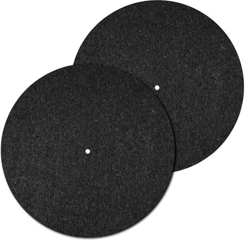 2 Pcs Record Player Mat, Turntable Platter Mat, 12 Inch 3mm Turntable Slipmat Wool Mat, Record Protective Mat, Anti-Slip & Anti-Static Felt Record Pad, Turntable Rubber Mat for Home Record Players