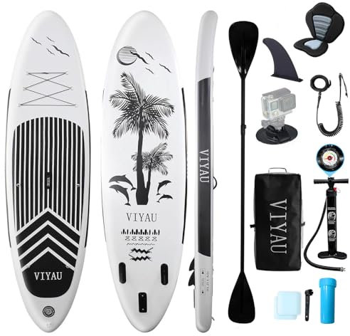 Sup Board，Paddle Board für Stand-up Paddling, SUPPaddel, Paddleboard, Stand-up Paddling Board, Doppel Paddel für SUP, Aufblasbare Boards für Wassersport，Paddle Board 2 Personen Sitzplätze (Weiß-A)