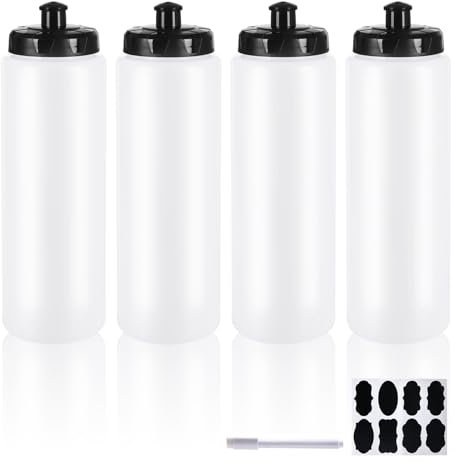 ZMCYN 4 Pack 1000ML Sports Water Bottle, 1L Wide Mouth Drink Bottle, Squeeze Cycling Water Bottles for Gym, Outdoor Running, Hiking (Dishwasher Safe)