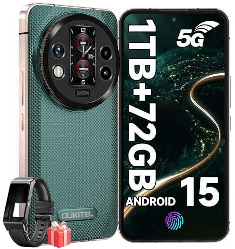 OUKITEL WP200 PRO 5G Rugged Smartphone con SmartWatch, 72GB RAM+1TB ROM Telefono Indistruttibile Android 15, 6.7 FHD+120Hz AMOLED, 8800mAh/45W Cellulare Antiurto, 108MP, Dual SIM/Auricolari/AI/NFC