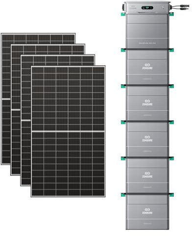 Zendure SF800Pro, Centrale Électrique de Balcon avec Entrée 2640W, Charge 1000W, Sortie 800W, Système de Gestion Énergétique IA, avec AB2000X*5, Capacité Totale 11.52KWH-500W*4 Panneau Bifacial