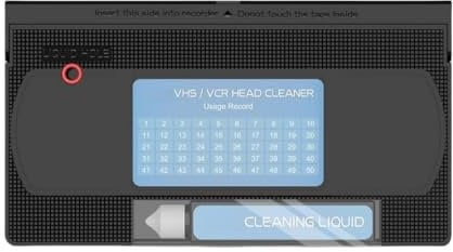 VHS/VCR Head Cleaner, Video Head Cleaning Kit for VHS/VCR Players, Wet Technology | Reusable | Video Head Cleaner Tape with Cleaning Liquid, Black
