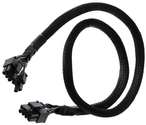 18AWG 8 Pin to 6+2 Pin GPU Power Cable, 60cm Modular Cable Compatible with Seasonic PSU FOCUS+ KM3 XP2 XP3 XM2, Black Tinned Copper Wire for Graphics Card