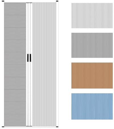 Puerta de acordeón personalizada de perfil bajo para puerta corredera, ideal para aperturas de armario, pasillos, trasteros, cobertizos y terrazas, solución que ahorra espacio