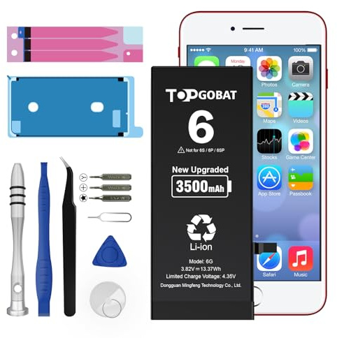 TOPGOBAT Replacement for iPhone 6 Battery,3500mAh High Capacity Battery for iPhone 6 Model A1586 A1589 A1549 with Replacement Tool Kits