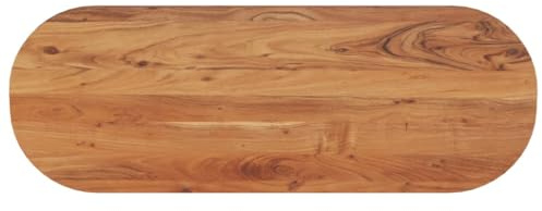 QJBSAVVA Akazien Massivholz Tischplatte 110x40x3,8 cm Oval Unbehandelte Holzplatte zum Selber Lackieren Robust und Vielseitig für Esszimmer Küche Büro und Outdoor Gastro