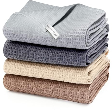 ZUPAPJO 4 Stück Geschirrtücher Baumwolle, 65x45 cm Küchenhandtücher, Waffelstruktur Geschirrhandtücher, Tea Towels, Küchentücher Saugstarke