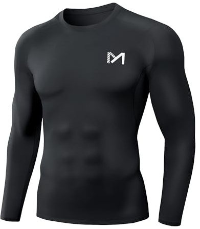 MEETWEE Kompressionsshirt Herren, Langarm Funktionsshirt Männer Sportshirt Training Fitnessshirt Atmungsaktiv Laufshirt Unterhemd für Laufen Jogging Sport Turnhalle