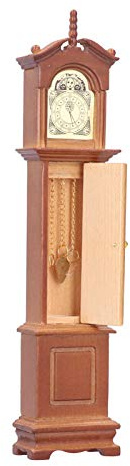 Bonbela 1/12 Puppenhaus-Standuhr aus Holz, Mini-Modell, Möbelzubehör mit Beweglichem Pendel für Antiken Sammlertisch, Puppenhaus-Standuhr-Möbel, Miniaturmodell