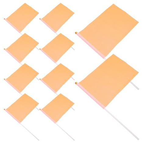 KESYOO 50 Mini-Handflaggen aus Polyester, orange, 14 x 21 cm, für Dekoration für Partys im Freien und Paraden, kleine Flaggen für Feiern und Aktivitäten
