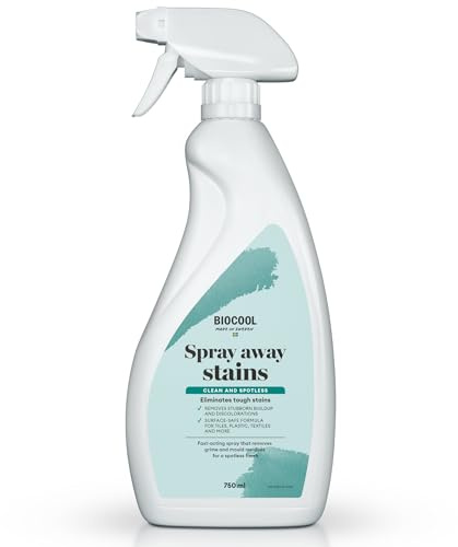 Biocool Spray Away Stains 750 ml | Bleach-free multi-surface cleaner for grease, dirt, everyday stains and mould marks | For tiles, plastic, wood and textiles | Kitchen, bathroom, motorhome and boat