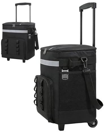 Kühltasche mit Rollen - mit Rädern & Griff, großes Volumen - 35L rollbarer Camping-Kühler | für, Reisen, Picknick, Angeln, Wochenendausflug, Party, Pool