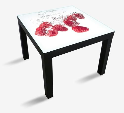 Wallario Glasplatte, Schutzplatte 55 x 55 cm - geeignet für IKEA Lack Tisch, für Beistelltisch/Couchtisch, Sprudelnde Himbeerfrische