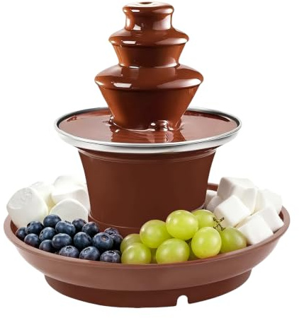 Fontana di cioccolato a 3 livelli con scomparto per frutta, set per fonduta di cioccolato elettrico