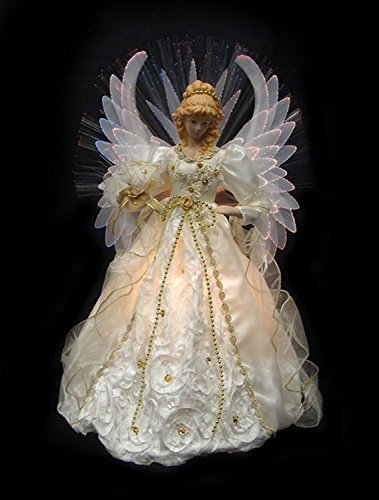 Vickerman 48,3 cm erleuchtet Creme und Gold Glasfaser Christbaumspitze Engel