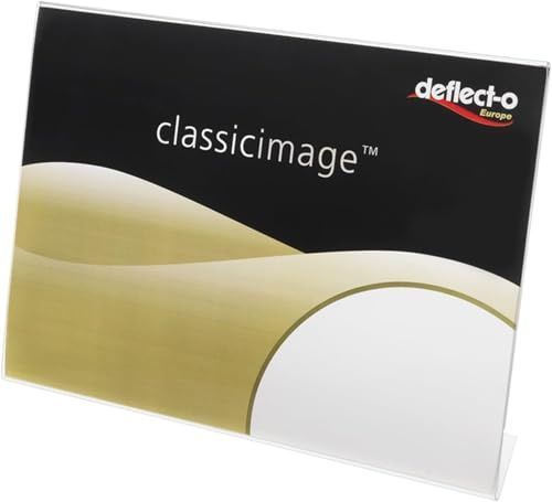 Deflecto A5 Landscape Slanted Sign Holder - A5 Plastic Display Stand - A5 Menu Holders - Stands for Display - Leaflet Display Stands - Display Stand A5 Poster Holder