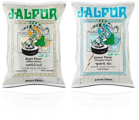 Jalpur Millers Flour Combo Pack – Millet Flour 1kg & Sorghum Flour 1kg | Premium Dried Flours for Baking, Cooking & Healthy Recipes | Vegetarian-Friendly | Nutrient-Rich & Wholesome Ingredients