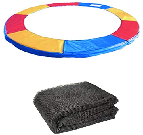 Greenbay Bunt Trampolin Randabdeckung Federabdeckung Randschutz Abdeckung mit Schwarz Sicherheitsnetz Netz Fangnetz | 366cm für 8 Stangen Trampolin