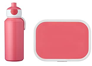 Mepal - Lunch-Set Campus - Lunch-Set für Kinder mit Pop-up Trinkflasche & Lunch Box - Lunch-Set für die Schule oder unterwegs - Spülmaschinenfest & BPA-frei - 400 ml + 750 ml - Pink
