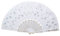 Accessotech Spanish Lace Silk Folding Hand Held Dance Fan Flower Pattern for Party Wedding (White)