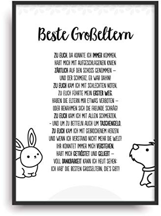 Geschenk Karte BESTE GROßELTERN Kunstdruck Ehrentitel Oma Opa Auszeichnung Bild ohne Rahmen DIN A4