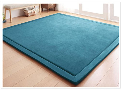 Loartee korallen Samtmatte, Teppich, als Krabbeldecke fürs Kind, Yogamatte und Übungsauflage geeignet, Blau, 150x200cm