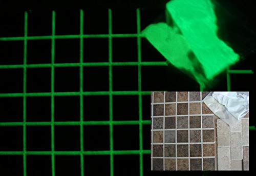 Generic Dry Non Sanded Glow in the Dark Grout (1lb), White (Day Color), Neon Green (Glow Color), Tile-Grout