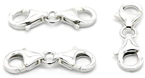 NaturSchatulle Doppel Karabinerverschluss 100% Sterling Silber 925 I 1 Stück Schmuckverschluss 26mm Karabinerhaken Kettenverschluss Basteln Schmuckherstellung