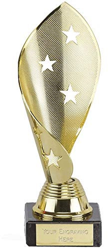 Personalised Engraved 6 3/4 Inch (17cm) Festival Gold Trophy. Personalise the brass plaque with the Winners name, competition name/team name and date.