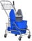 HOMCOM Cubo de Fregona 26 L Cubo Fregado Comercial con Escurridor de Presión hacia Abajo Ruedas y Cestas de Almacenamiento 73x45x95 cm Azul
