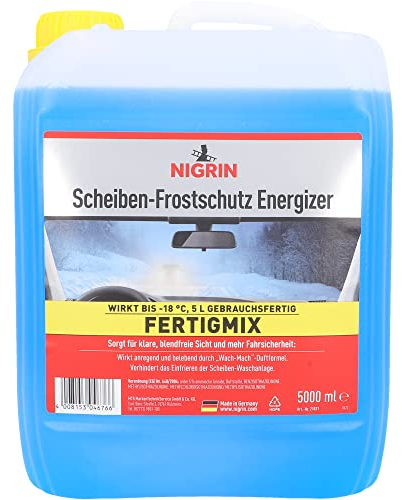 NIGRIN Scheiben-Frostschutz ENERGIZER Fertigmix -18°, schnellwirkend, schlierenfrei und verhindert erneutes Einfrieren, blau, 5 Liter