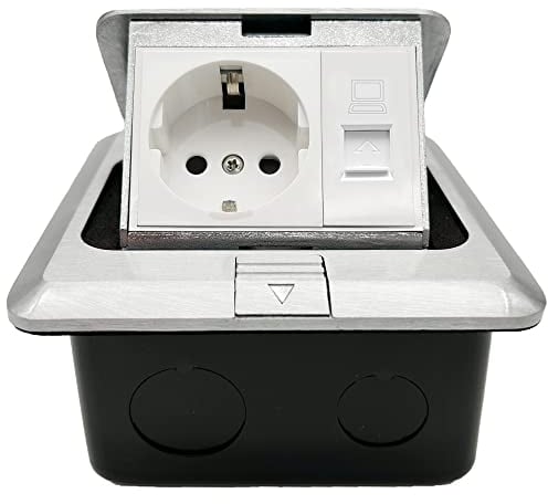 Bodensteckdose innen Einbausteckdose küche, Steckdosen mit ethernet, 2fach steckdose versenkbar fussbodensteckdose fußbodensteckdose, steckdose Arbeitsplatte bodensteckdosen, für Bodenbeläge Büro
