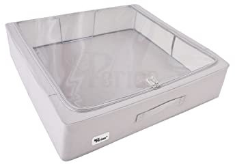 Periea 'Casey' Underbed Storage Boxes with Lids - Foldable, Stackable, and Space-Saving Organiser to Keep Your Space Tidy and Clutter-Free - Grey - Large