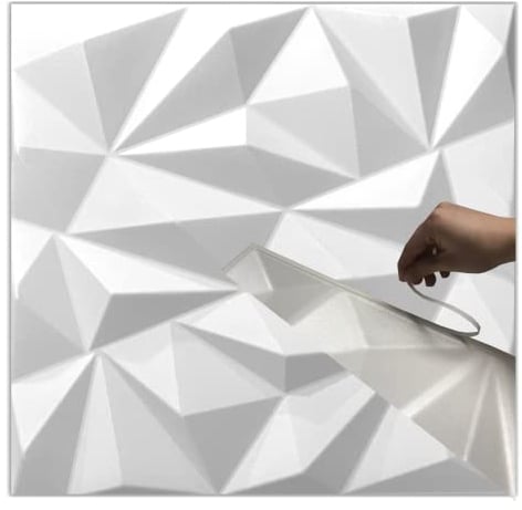 3qm / 3D Wandpaneele !!!Selbstklebend!!! Wandverkleidung Deckenpaneele Platten Paneele ZIRKON WHITE POLYSTYROL MATERIAL (3qm = 12Stück)