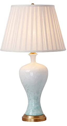 FAZRPIP Keramik Tischlampe China Antike Schlafzimmer Nachttischlampe Blau Glasierte Große Tischlampen Für Wohnzimmer Studie Büro Dekoration Tischleuchte